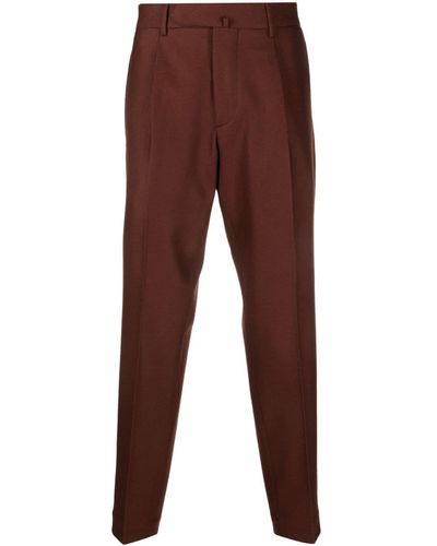 Dell'Oglio Pleated Detaling Tailored Pants - Brown
