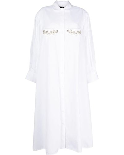 Simone Rocha Crystal-embellished Cotton Shirtdress - White
