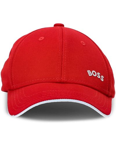BOSS Logo-print Cotton Baseball Cap - Red