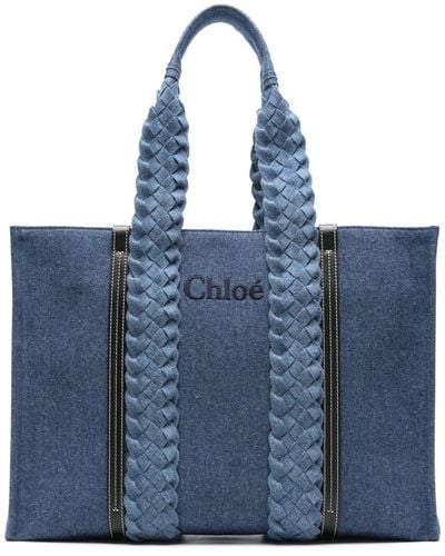 Chloé Großer Woody Jeans-Shopper - Blau