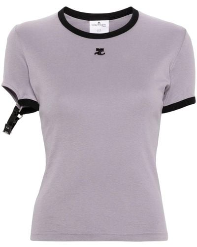 Courreges T-shirt Buckle Contrast en coton - Violet