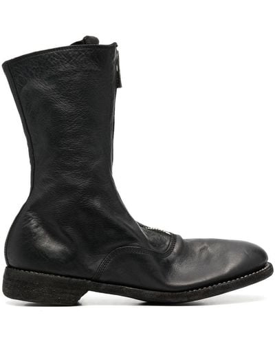 Guidi Round-toe Leather Boots - Black