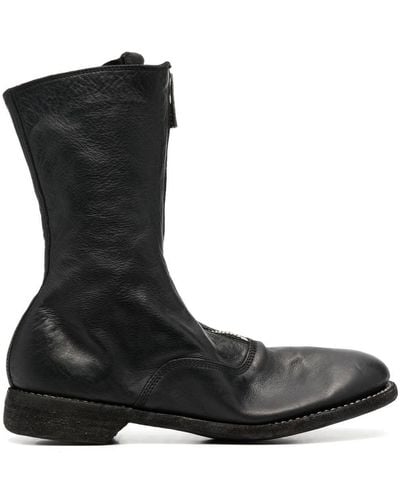 Guidi Bottes en cuir à bout rond - Noir