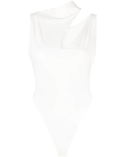 MANURI Cutout Jersey Bodysuit - White
