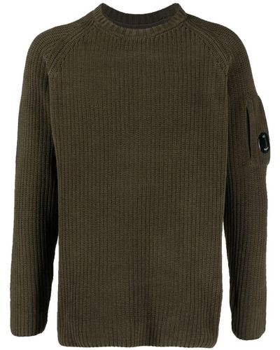 C.P. Company Lens-appliqué Chenille Sweater - Green