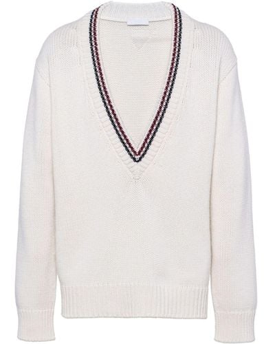 Prada Cashmere Oversized Sweater - White