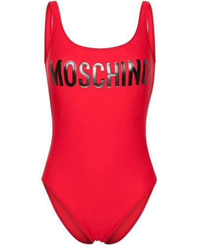 Moschino Bañador con logo y espalda descubierta - Rojo
