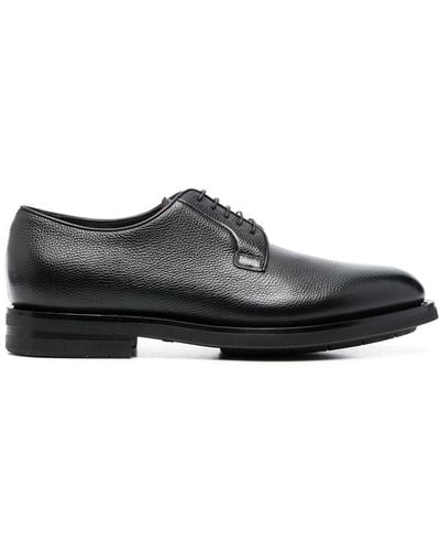 Santoni Almond-toe Leather Derby Shoes - Black