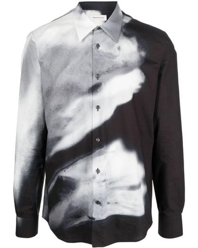 Alexander McQueen Solarised Flower Long-sleeve Shirt - Grey