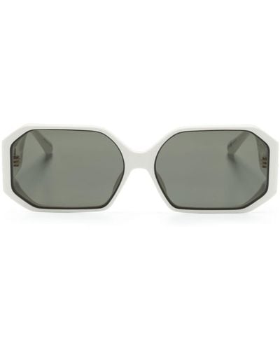 Linda Farrow Bailey Sonnenbrille mit geometrischem Gestell - Grau