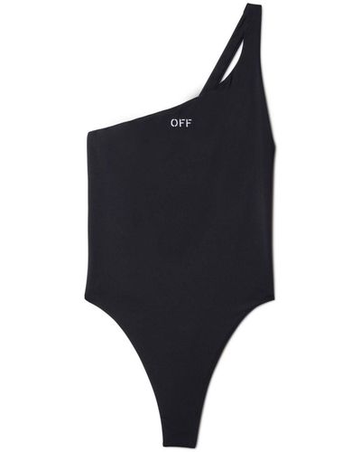 Off-White c/o Virgil Abloh Off- Logo One Shoulder Swimsuit - Black