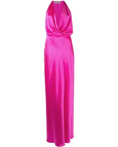 Michelle Mason Draped-detail Halterneck Gown - Pink