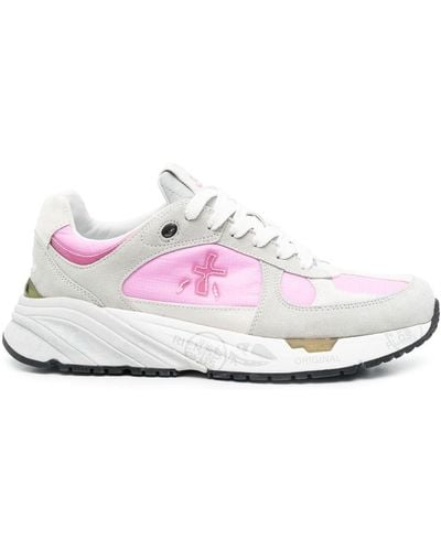 Premiata Logo-patch Lace-up Sneakers - Pink