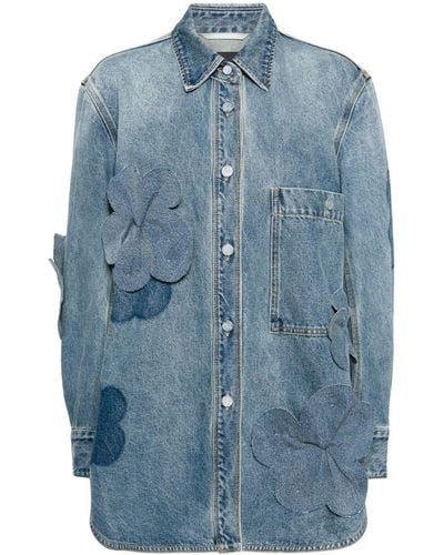 JNBY Oversized Floral-appliqué Denim Jacket - Blue