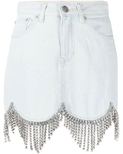 Area Crystal-embellished Scallop-trim Skirt - White