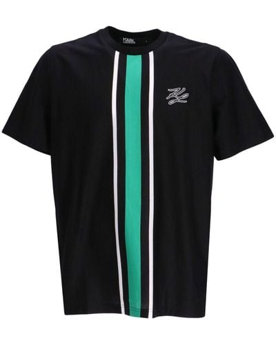 Karl Lagerfeld Stripe-print Cotton T-shirt - Black
