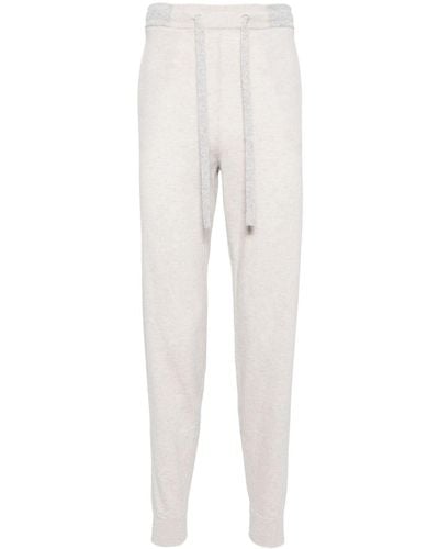 N.Peal Cashmere Brompton Organic Cashmere Track Pants - White