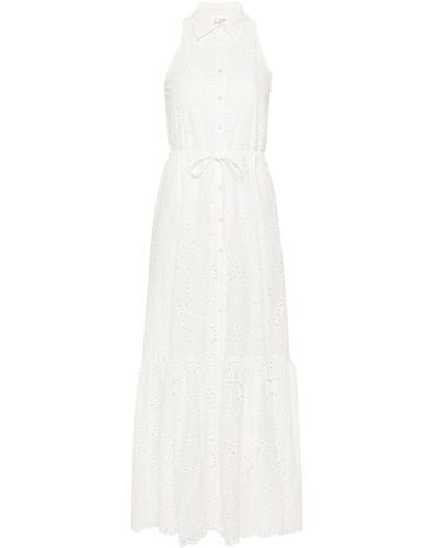 Mc2 Saint Barth Ida Broderie-anglaise Maxi Dress - White