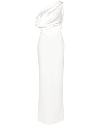 Solace London Kara Draped Bridal Dress - White