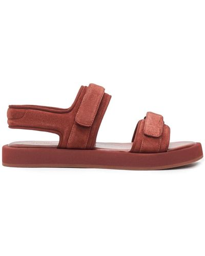12 STOREEZ Double-strap Suede Sandals - Red