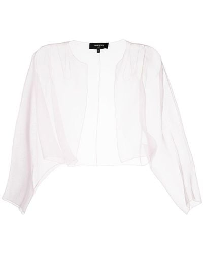 Paule Ka Cropped Sheer Organza Jacket - White