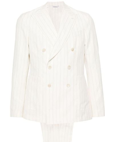 Manuel Ritz Pinstriped Double-breasted Suit - White