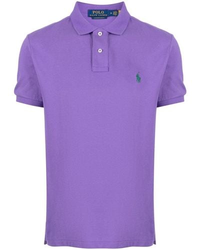 Polo Ralph Lauren Polo Pony-embroidered Cotton Polo Shirt - Purple