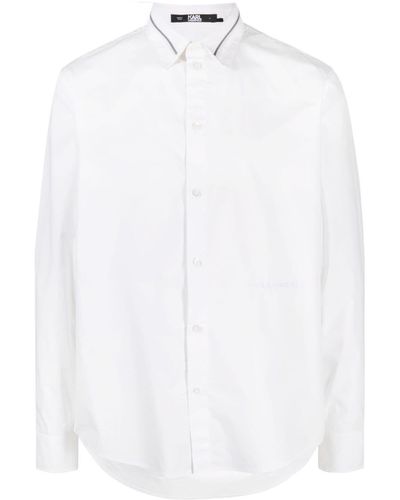 Karl Lagerfeld Zip-detail Organic-cotton Shirt - White