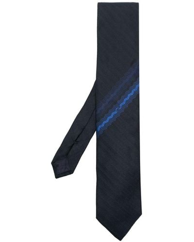 Lanvin Chevron-stripe Silk Tie - Blue