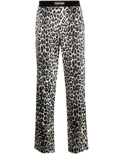 Tom Ford Pantaloni leopardati - Grigio