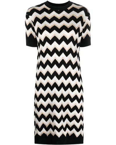 Missoni Vestido de punto en zigzag con manga corta - Negro