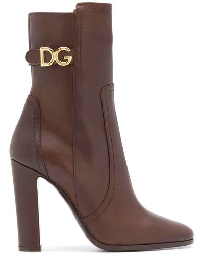 Dolce & Gabbana Logo-plaque 110mm Calf-length Boots - Brown