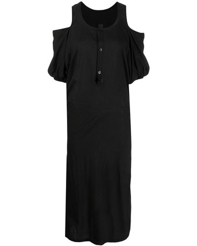 Yohji Yamamoto Cold-shoulder Midi Dress - Black
