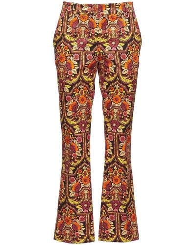 La DoubleJ Floral-pattern Flared Trousers - Orange