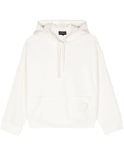 Emporio Armani Logo-embroidered Hoodie - Wit