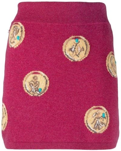 Barrie Zodiac Signs Knit Skirt - Pink