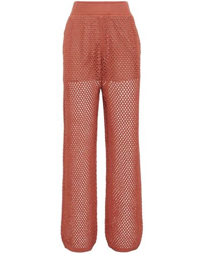 Brunello Cucinelli Net-stitch Knitted Pants - Red