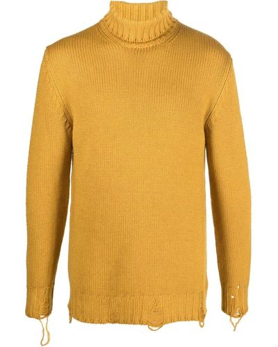 PT Torino Pullover im Distressed-Look - Gelb