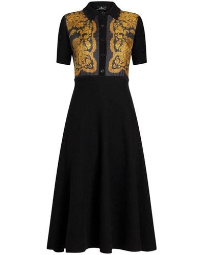 Etro Paisley-print Knitted Polo Dress - Black