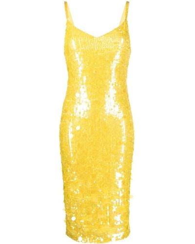 P.A.R.O.S.H. Sequin-embellished Midi Dress - Yellow