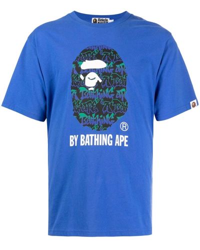 A Bathing Ape T-Shirt mit Milo-Print - Blau