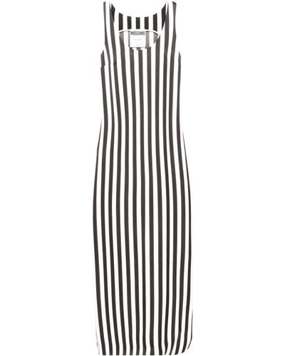 Moschino Scoop-neck Striped Long Dress - White