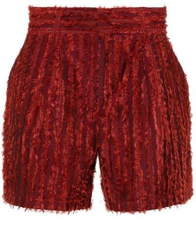 LABRUM LONDON Frayed Striped Shorts - Red