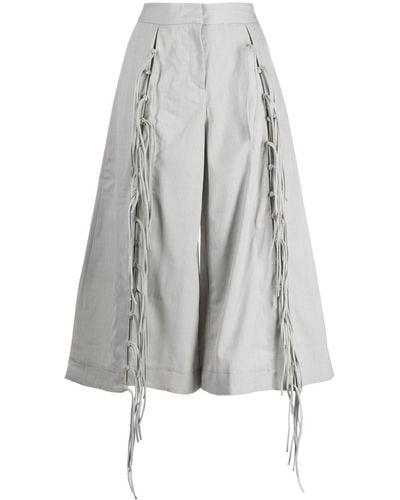 Palmer//Harding Fringe-detail Cropped Trousers - Grey