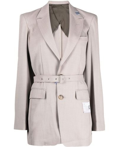 Maison Mihara Yasuhiro Blazer Met Ceintuur - Naturel