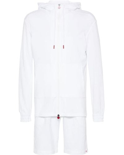 Kiton Cotton hoodie and shorts set - Blanc