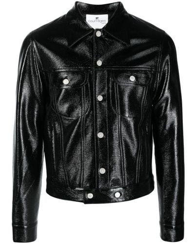 Courreges Faux-leather Button-up Jacket - Black