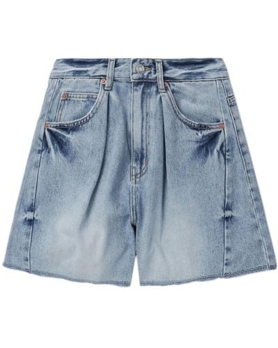 SJYP Pleated Denim Shorts - Blue