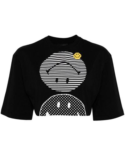 Joshua Sanders Double Smile Cropped T-shirt - ブラック