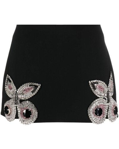 Area Butterfly-appliquè Embellished Miniskirt - Black